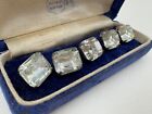 Lot Of 5 Antique Victorian Faceted Paste Crystals Glass Gems Buttons Rhinestones