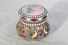 Antique Silver Russian Shaded Enamel Box En Plein Flowers Circa 1896-1908