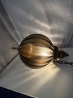 Vintage Mcm Smokey Amber Glass Globe Swag Lamp Mid Century Mesh Diffuser Chain 3