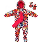 Baby Snowsuit Floral Print Hooded Bunting With Mittens Multicolor Winter