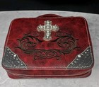 Montana West Bible Cover Wine Colored Embellished Cross Rhinestone Zip
