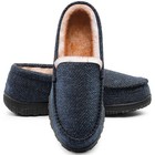  Men s Moccasin Slippers Warm Fuzzy House Shoes With Memory Foam   Non 11 Navy