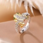 Real 925 Sterling Silver Band Natural Jade Jasper Coin Toad Frog Lucky Ring