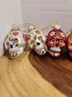 9 Pcs Day Of The Dead Glass Ornaments - Dia De Los Muertos Sugar Skull Ornaments
