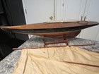 Vintage Huge Pond Yacht Wood Toy 36  Sailboat - Needs Repair