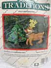 Nip Vtg Traditions Felt Ornament Kit Reindeer And Christmas Tree Craft Kit T8011