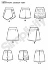 Simplicity 1370 Sz 4-20 Skort Skirt Shorts Short Mini Wrap Golf Tennis Pattern