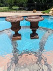 Antique Bronze French Style Medici Cast Iron Garden Urn Planters 5  Two Urns