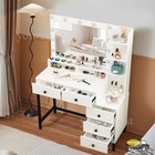 White Vanity Table Set With 11 Led Lights Mirror 5 Drawers Makeup Dressing Desk