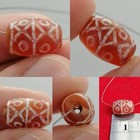 Ancient Etched Carnelian Dzi Bead Red Agate Geometric Eye Pattern Afghan Amulet