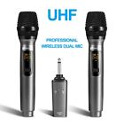 Pro Uhf Wireless Dual Handheld Microphone System Set Rechargeable Karaoke Church