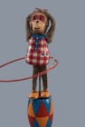 Vintage Plaything Mechanical Hula Hoop Monkey Wind Up Tin Litho Toy Japan Works