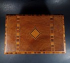 Antique 19th C Walnut Veneer Writing Sewing Work Box Tunbridge Geometric Inlay