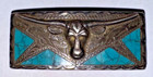 Sterling Silver And Turquoise Western Belt Buckle - Longhorn  Steer