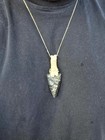 Handmade Black Stone Arrowhead Pendant Necklace Cord Chain Wire Wrap Charm