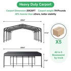 20x20 Ft Metal Carport  Heavy Duty Canopy  Upgraded Support  Reinforced Base