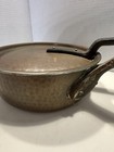 Antique Vintage Hammered Copper Pot With Handled Splash Lid