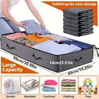Flexible Zippered Under Bed Storage Dust Bag Underbed Clothes Hats Blankets Gray