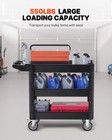 Utility Service Cart 3 Shelf 550lbs 360   Swivel Wheels  2 With Brakes 