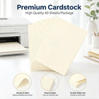 40 Sheets Cream Cardstock Paper 8 5 X 11 Off White Card Stock 75lb Heavyweigh   