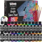 24-color Acrylic Fabric Paint Set With 7 Brushes