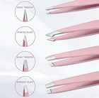 4-piece Stainless Steel Pink Tweezer Set Portable W  Case 3 74 In