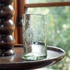 Vintage Mexican Etched Glass  Rose Ann Hall Condessa Clear Floral Tall Glass