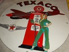 Vintage Texaco Aviation Asian Woman Airplane 11 3 4  Porcelain Gasoline Oil Sign