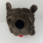 Dan Dee Brown Bulldog Plush 13 Inch Red Collar Soft Stuffed Animal Toy Cute