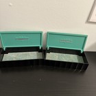 2x Vintage Green Black Bakelite Hinged Box Community Plate Art Deco Modernistic