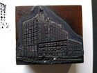 Vintage Metal Wood Old Printers Stamp Plate Building Atlantic City New Jersey