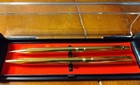 Vintage Set Of 2 Gold Tone Pen And Mechanical Pencil