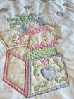 Vintage 1980 Embroidered Hand Sewn Baby Quilt Pastel Blanket Jack N The Box