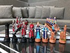 Crusaders Chess Set Handmade Wooden Board   Hand Painted Medieval Pieces 14 5 in