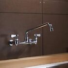 Commercial Kitchen Faucet Wall Mount 8in Center 12 spout 2 Handle Restaurant Tap