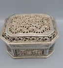 Antique Sterling Silver Burmese  repouss   Pierced High Releif Work Betal Nut Box