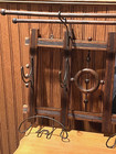 Antique Oak Stick   Ball Wall Mount Coat Rack W small 8 75 x 6 5  Center Mirror 