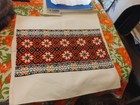 Vintage Embroidered Ukrainian Pillow Cover Folk Handmade Orange Green 