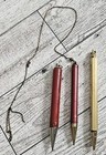 Vintage Mechanical Pencil W  Metal Chain   Lead Red Gold Tone Twist
