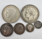 Puerto Rico 1895 1896 1897 Lot 6 Coins 1 Peso  40 Centavos  20 C  10 C  5 C