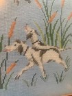 Vintage Framed Needlepoint Art Hunting Dogs Ducks Nursery Boys Room 19x19 Wow