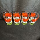 Set Of 4 Vintage Mcm Glasses 1950 s Floral Print