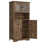 Storage Cabinet With Glass Doors   Adjustable Shelves  Kitchen Pantry Cabinet