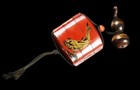 Antique Japanese Inro Red Lacquer Gold Maki-e Fish Design Meiji