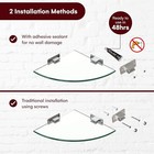 2-pack Glass Shelf Shower Shelves Wall Mounted Shower Organizer Shelves Bathroom