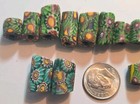      Rare      20 Vintage African Trade Beads Venetian Italian Millefiori Green