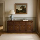 Henredon 1970s Walnut Credenza Sideboard Brass Pulls 66 75in Vintage