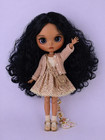 Custom Blythe Doll Black Hair Wig 1 6 Matte Face Bjd Tan Skin 12  Jointed Body