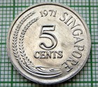 Singapore 1971 5 Cents  Fao Series  Pomfret Fish  Aluminium Unc Km  8