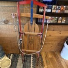 Flexible Flyer F2-308b Wood metal Steerable Sled W  Pull Rope Red blue
